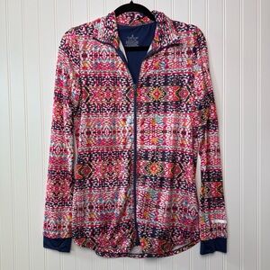 Cuddl Duds Colorful Athleisure Jacket M Full Zip Mesh Vent Thumb Holes